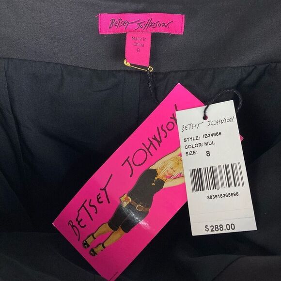 Betsey Johnson Black Pink Blue Floral Sweetheart Strapless Mini Dress sz 8‎ NEW! - Picture 2 of 9